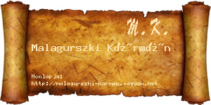 Malagurszki Kármán névjegykártya